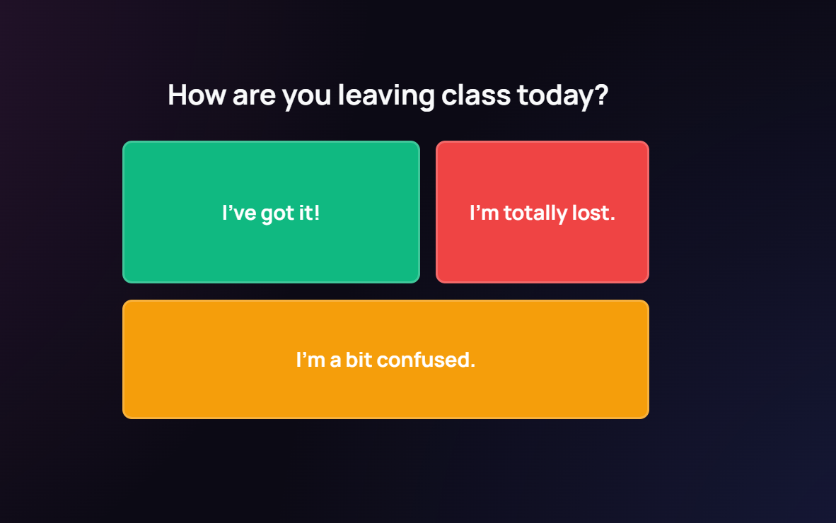 Studenten svarar anonymt på frågorna i Exit Ticket-flödet.